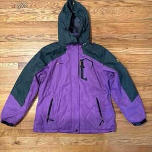 GEMYSE Women’s Purple Waterproof Ski Snow Jacket Hooded Coat - Size L